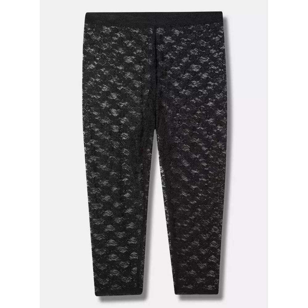 Black Sheer Lace Leggings Floral Goth Y2K Festival High Rise Torrid Size 1